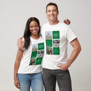 Camiseta Ano de aula de fotos divertidas verdes com 3 fotos