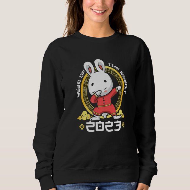 Camiseta Ano de Dabbing do coelho 2023 - Sig zodíaco chinês (Frente)
