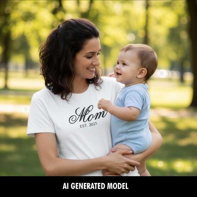 Camiseta Ano de Fundação da Mamãe Personalizado Script (Custom Mom Established Year Script T-Shirt)
