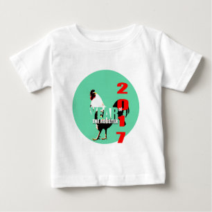 Camiseta Ano de Rooster 2017 no Círculo Verde tee 1
