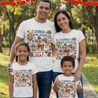 Camiseta Ano do Bode Ano Novo Lunar Chinês DigitalArt