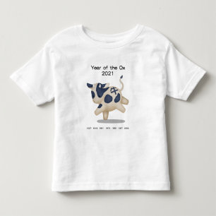 Camiseta Ano do Boi Animal do Zodíaco Fofo 2021 Lembrança