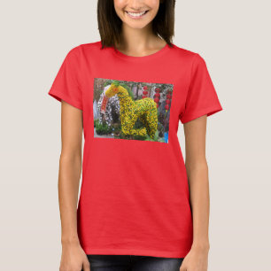 Camiseta Ano do Cavalo 春節馬 ... Topiaria de Flores Chinesa