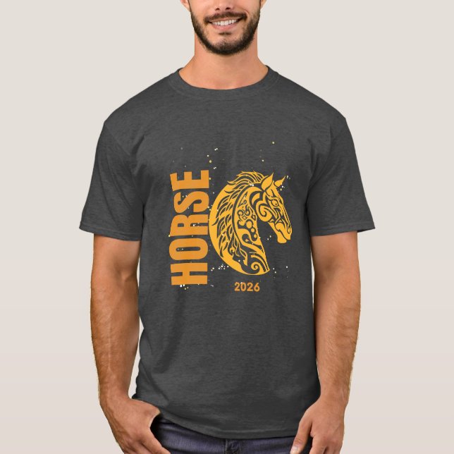 Camiseta Ano do Cavalo 2026 amarelo (Frente)