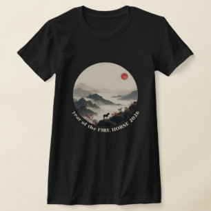 Camiseta Ano do Cavalo 2026 Ano Novo da Montanha Chinês