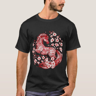 Camiseta Ano do Cavalo 2026 Arte Cortada com Cerejeira em F