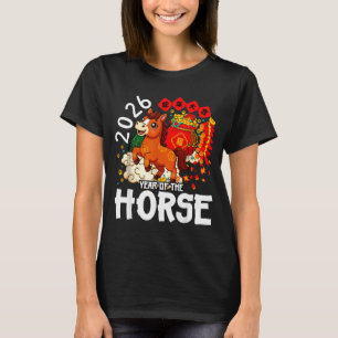 Camiseta Ano do Cavalo 2026 Fofo Ano Novo Lunar Chinês