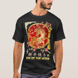 Camiseta Ano do Cavalo 2026 Zodíaco Lunar Chinês