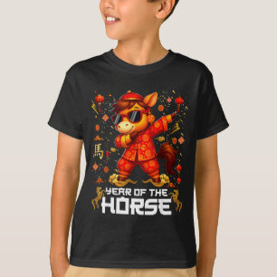 Camiseta Ano Do Cavalo Dabbing Cavalo Lunar Ano Novo Chinês