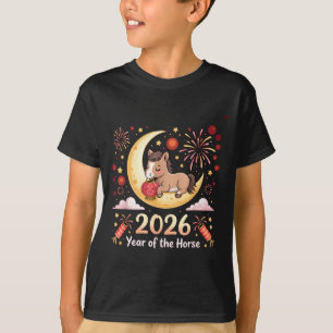 Camiseta Ano do Cavalo de Fogo 2026 Ano Novo Chinês Festivo