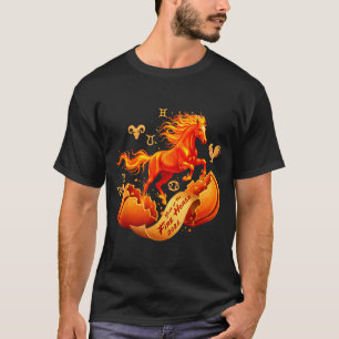 Camiseta Ano do cavalo de fogo 2026 fortuna chinês lunar