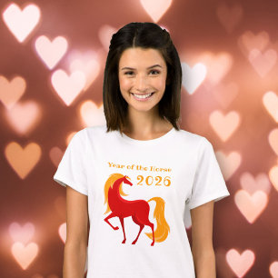 Camiseta Ano do Cavalo de Fogo 2026 Mulheres Zodiac Chinesa