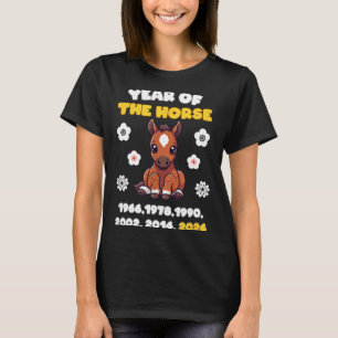 Camiseta Ano do Cavalo Desenho Fofo do Animal do Zodíaco de