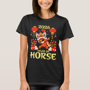 Camiseta Ano do Cavalo Feliz Ano Novo Lunar 2026 Chinês