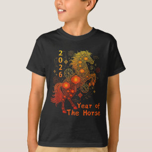 Camiseta Ano do Cavalo Feliz Ano Novo Lunar Chinês 202