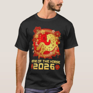 Camiseta Ano do Cavalo Feliz Ano Novo Lunar Chinês 202
