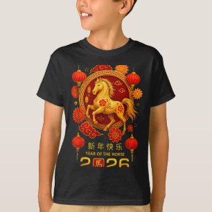 Camiseta Ano do Cavalo Feliz Ano Novo Lunar Chinês 202