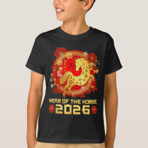 Camiseta Ano do Cavalo Feliz Ano Novo Lunar Chinês 202