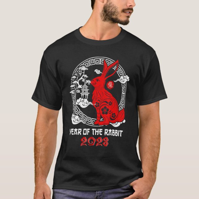 Camiseta Ano do Coelho 2023 Horoscópio Zodiac Chinês (Frente)