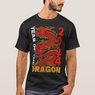 Camiseta Ano Do Dragão 2024 Zodiac Chinês Lunar Novo Y