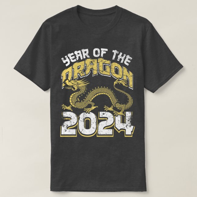 Camiseta Ano Do Dragão 2024 Zodiac Chinês Lunar Novo Y (Frente do Design)