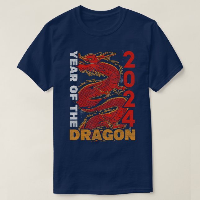 Camiseta Ano Do Dragão 2024 Zodiac Chinês Lunar Novo Y (Frente do Design)