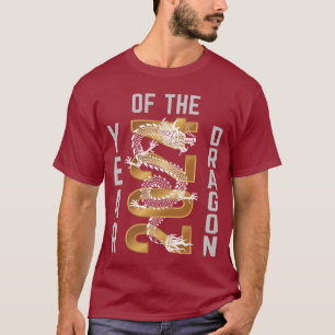 Camiseta Ano do Dragão Ano 2024 Branco Cinza Dourado