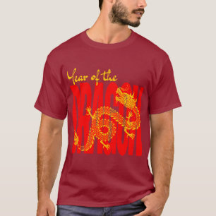 Camiseta Ano do Dragão Vermelho Dourado
