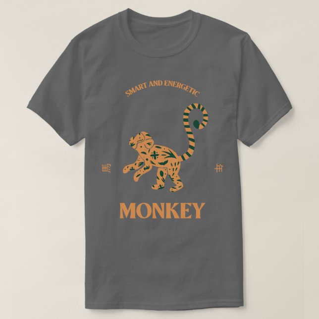 Camiseta Ano do Macaco Chinês Zodiac 1 (Frente do Design)