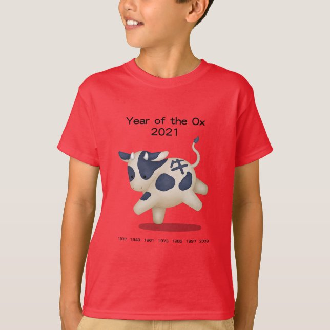 Camiseta Ano do Ox Cute Zodiac Animal 2021 (Frente)