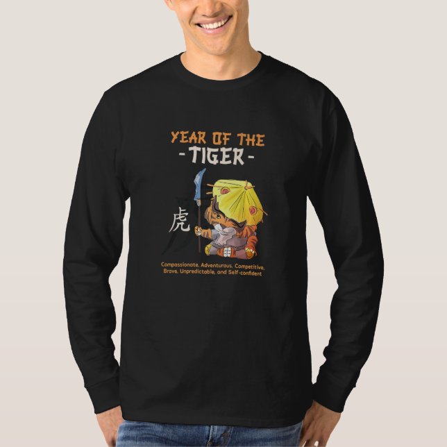 Camiseta Ano Do Sinal Zodiac Chinês Do Tigre (Frente)