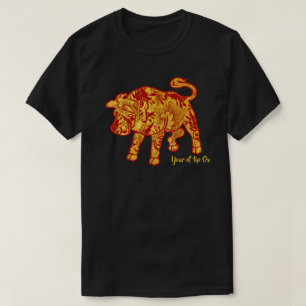 Camiseta Ano Dourado Do Padrão Da Ox