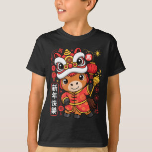 Camiseta Ano Kawaii do Cavalo 2026 Ano Novo Chinês