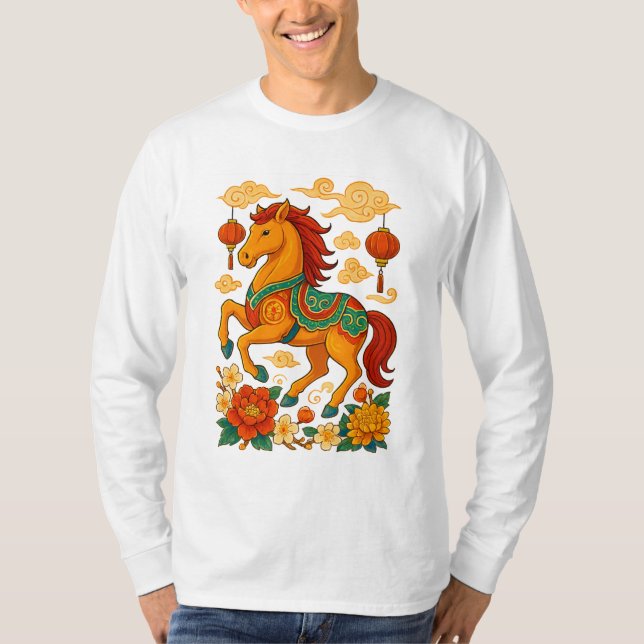 Camiseta Ano lunar chinês do cavalo (Frente)