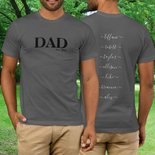 Camiseta Ano Nomes dos Filhos Pai