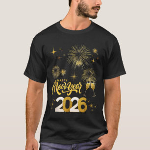 Camiseta Ano Novo 2026 Festa Fogos de Artifício Família Cor
