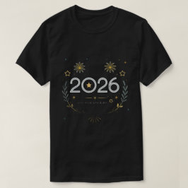 Camiseta Ano Novo 2026 Fogos de Artifício Dourados “Ano Nov