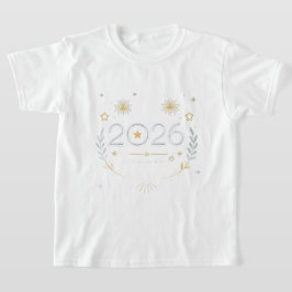 Camiseta Ano Novo 2026 Fogos de Artifício Dourados “Novo An