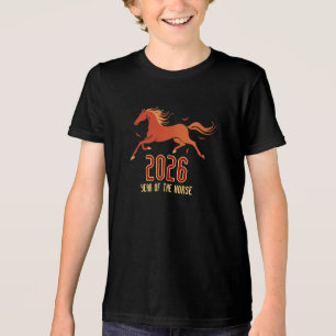 Camiseta Ano Novo Cavalo de Fogo Chinês 2026 Infantil