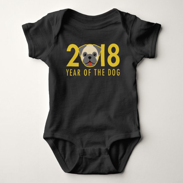 Camiseta Ano novo chinês 2018 anos do Pug do cão (Frente)