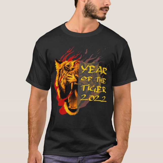 Camiseta Ano Novo Chinês 2022 feliz Ano Chinês de Tigre (Frente)