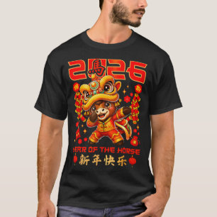 Camiseta Ano Novo Chinês 2026 Ano do Cavalo Feliz Ano Novo