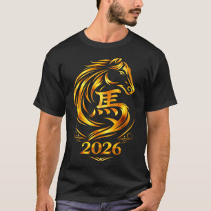 Camiseta Ano novo chinês 2026 cavalo de fogo