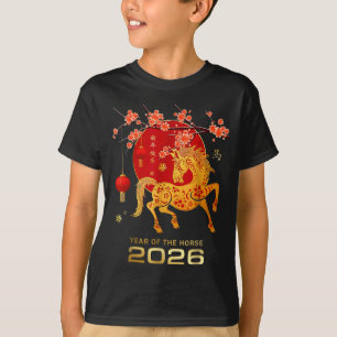 Camiseta Ano novo chinês ano do cavalo família do cavalo