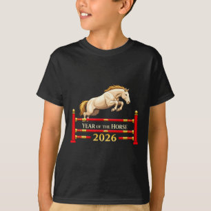 Camiseta Ano Novo Chinês Cavalo 2026 Salto Equestre