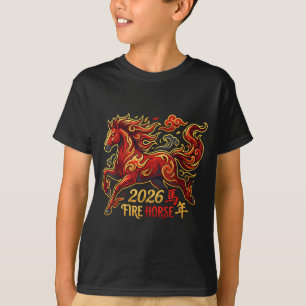 Camiseta Ano Novo Chinês do Cavalo 2026 Cavalo de Fogo Chin