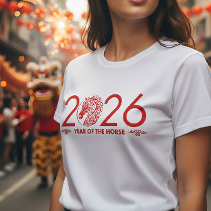 Camiseta Ano Novo Chinês do Cavalo de Fogo 2026