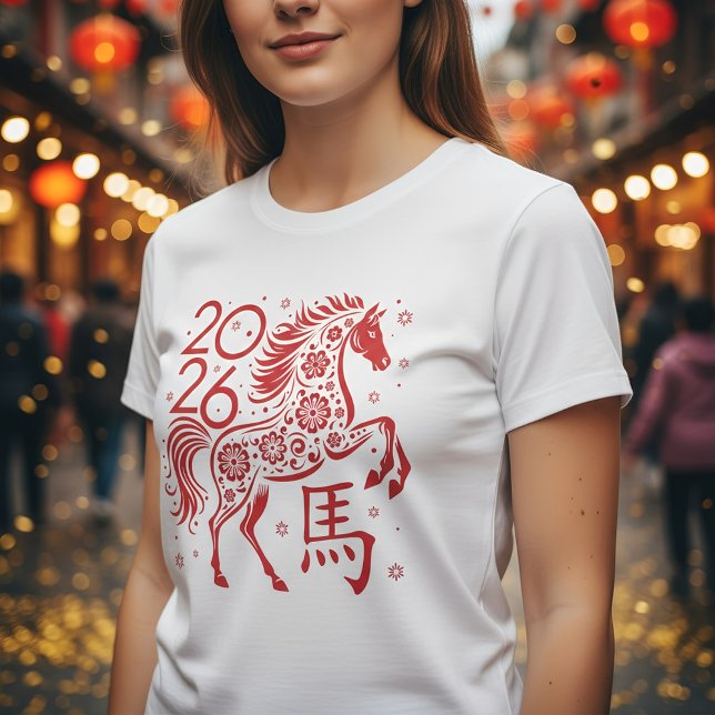 Camiseta Ano Novo Chinês do Cavalo de Fogo 2026 (Criador carregado)