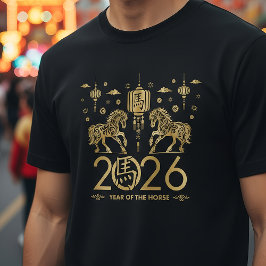 Camiseta Ano Novo Chinês do Cavalo de Fogo 2026
