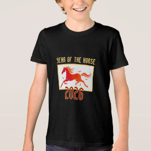 Camiseta Ano Novo do Cavalo de Fogo Chinês 2026 Infantil
